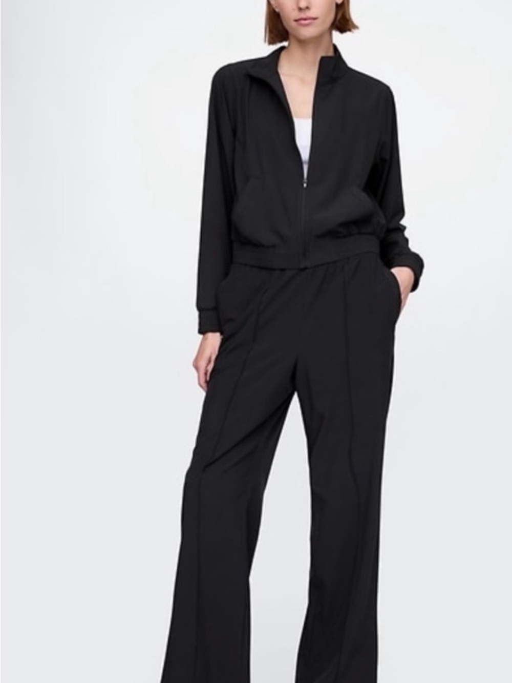 GAP Black Women's Wide-Leg Track Pants With split-hem